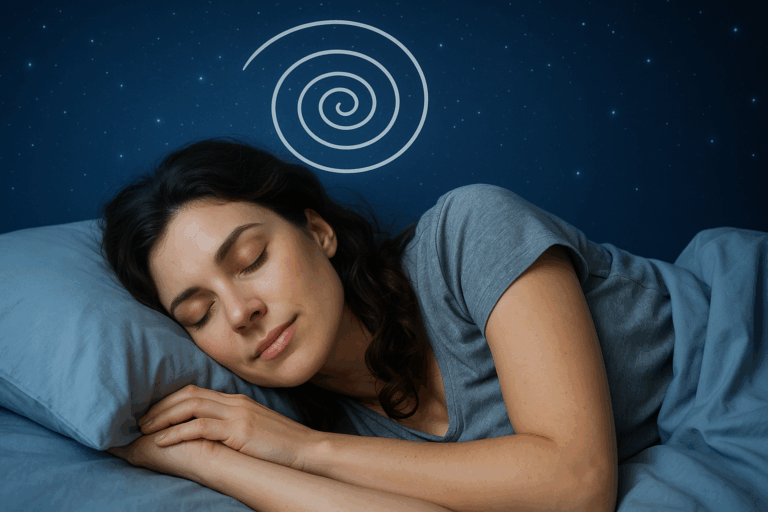 Femme détendue retrouvant un sommeil profond grâce à l’hypnose